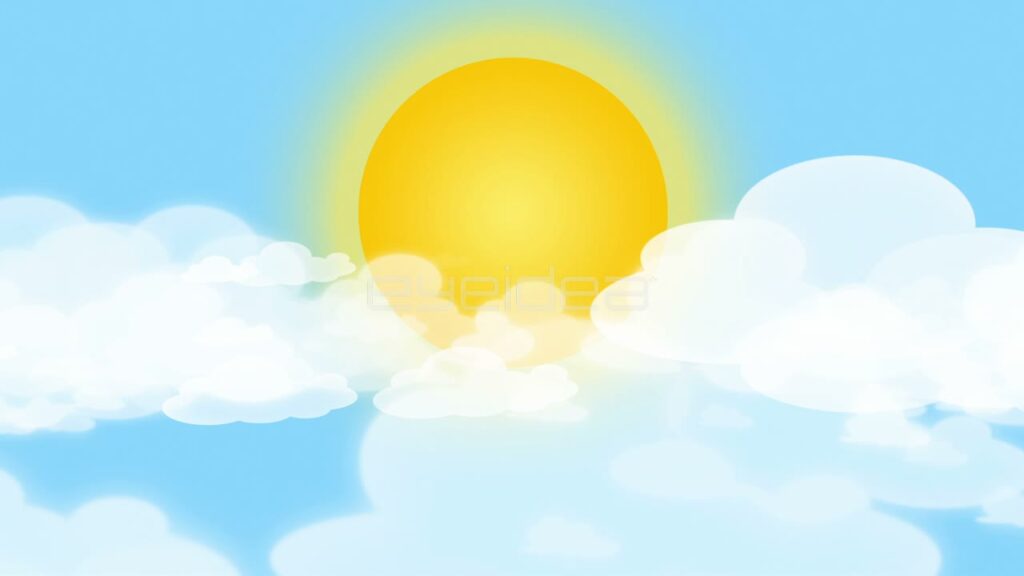 Flying through Fluffy White Clouds under a Bright Sun