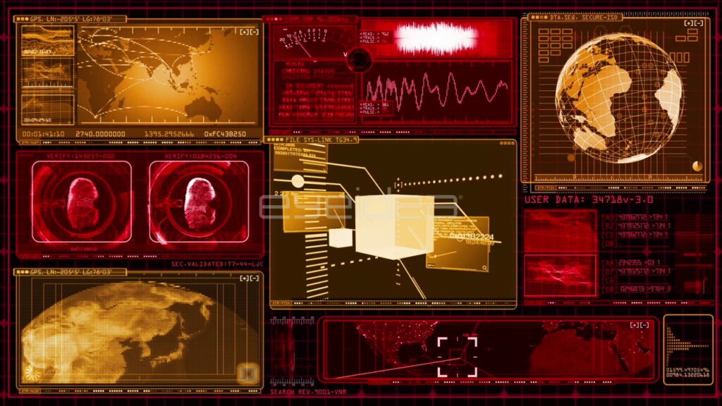 Global Data Communication Interface with Red and Amber HUD