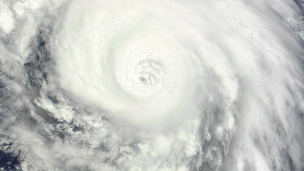 Satellite View of a Massive Hurricane Spiraling into the Eye