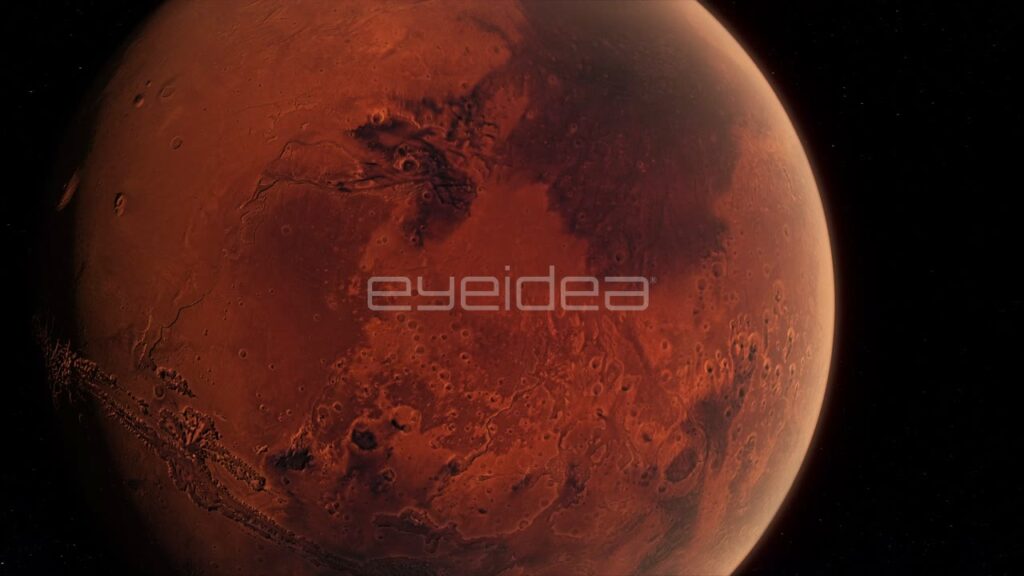 Cinematic Flyby of Mars with Red Surface Details