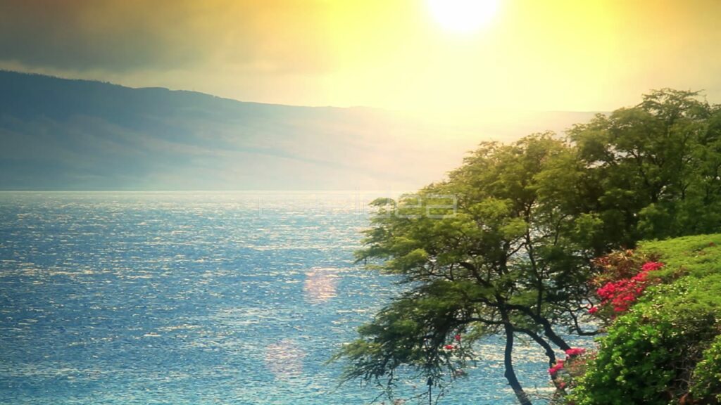 Sunset View of Lanai Island from Maui Coastline
