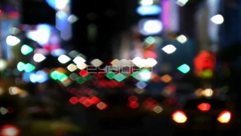 Out of Focus City Traffic Lights at Night