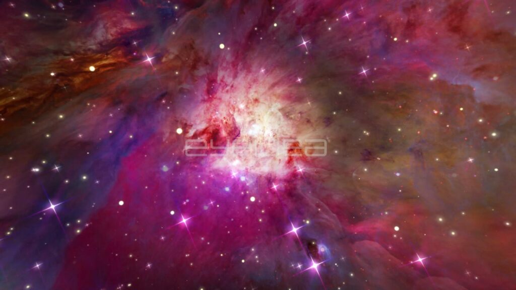Zooming into the Colorful Orion Nebula and Bright Stars