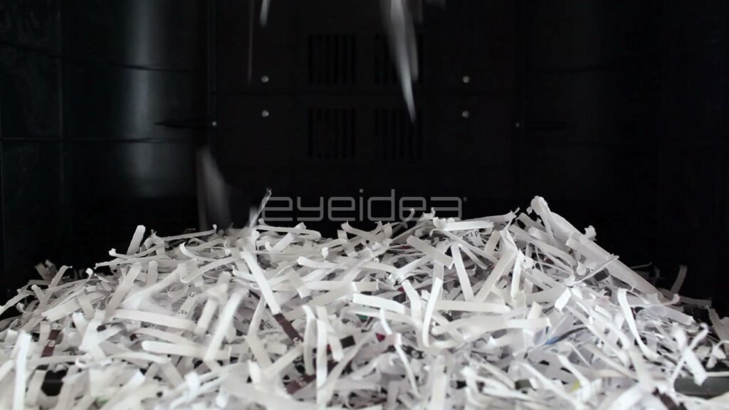 Close-Up of Strip Cut Paper Shredder Machine