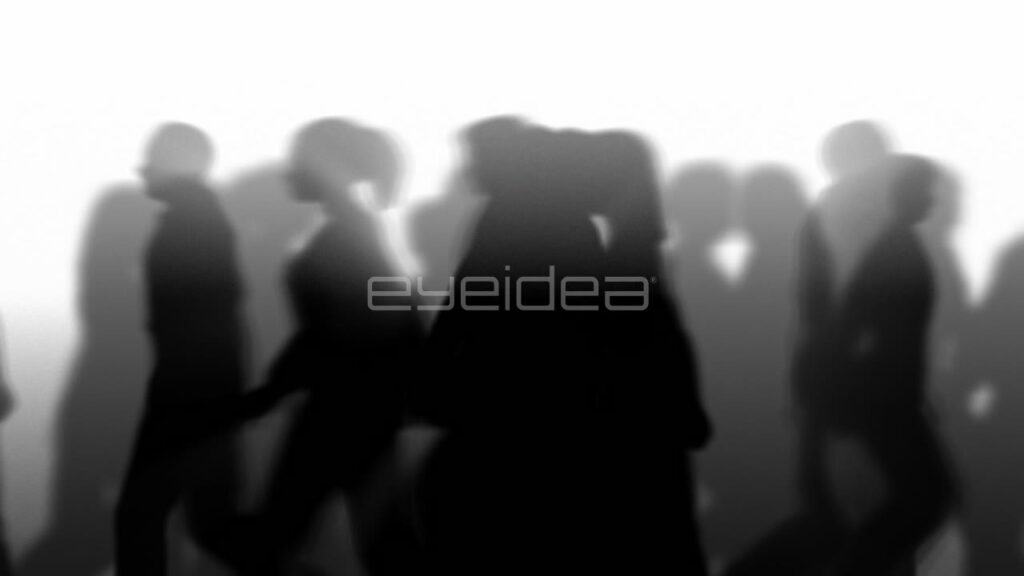 Blurred Silhouettes of People Walking in Black and White