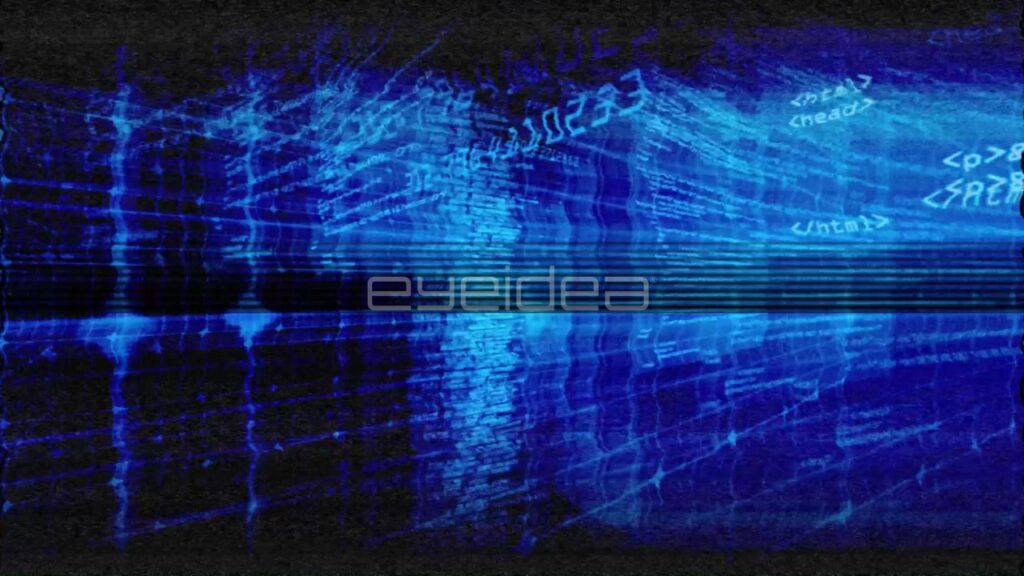 Digital Data Streams and Code Sequences in Blue Motion Graphics
