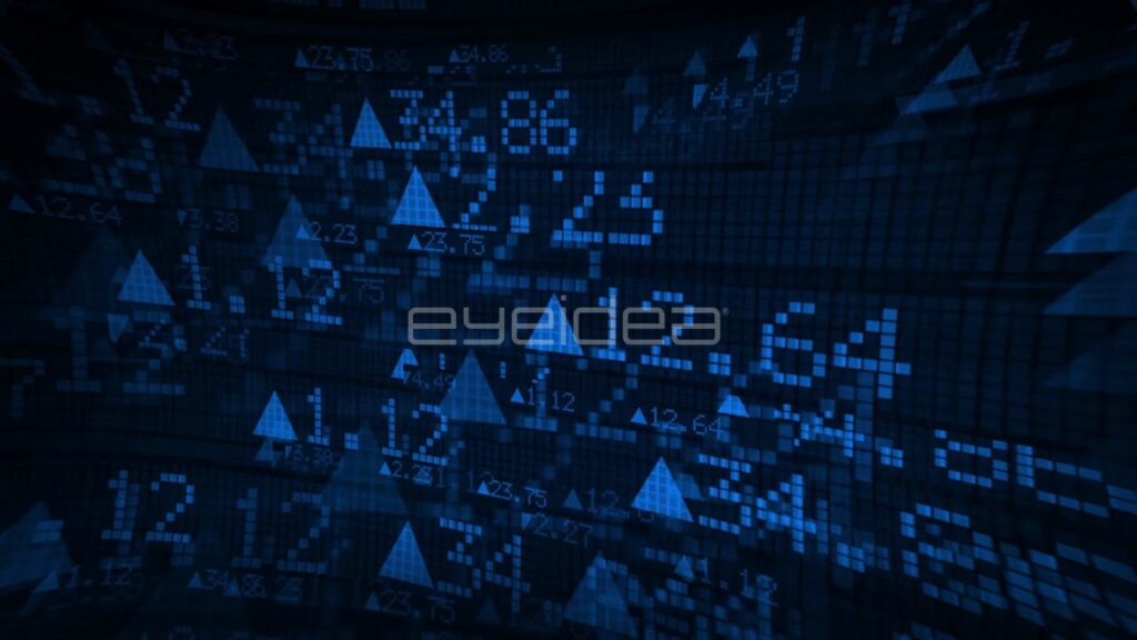 Digital Stock Market Tickers with Blue Data Grid