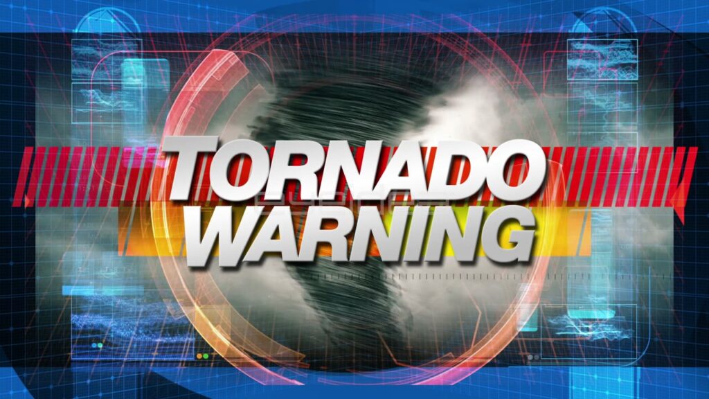 Tornado Warning Motion Graphic with Rotating Storm Background
