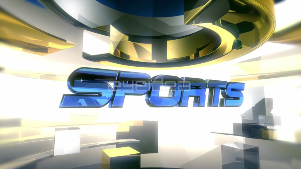 3D Sports Title Animation with Blue and Gold Elements