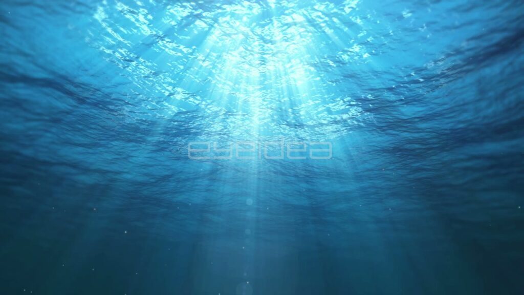 Sunlight Rays Piercing through Deep Blue Ocean Water