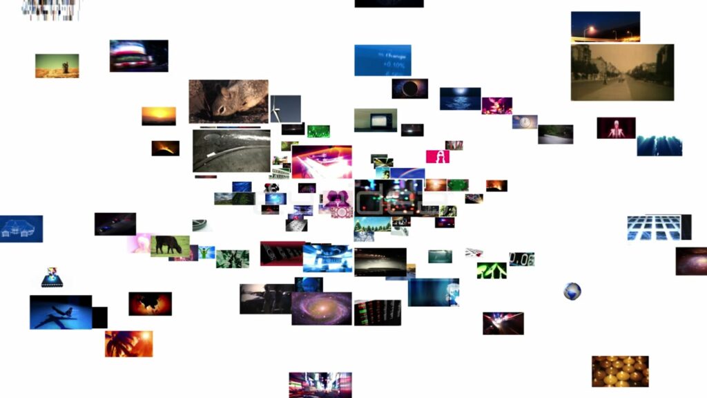 Collage of Diverse Video Clips on a White Background