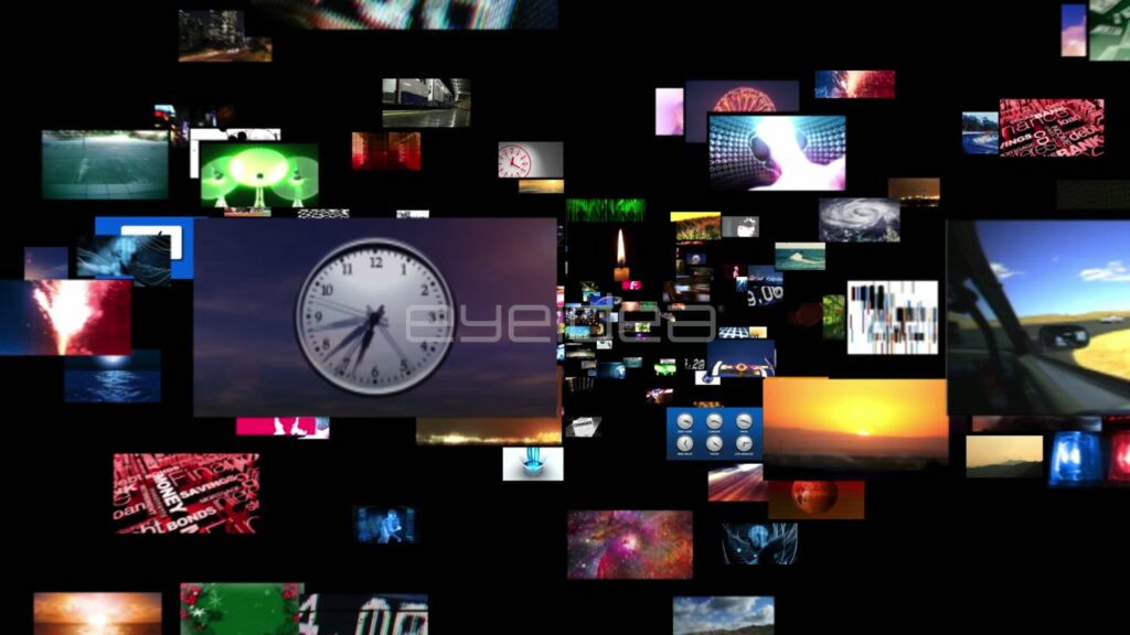 Multicolor Media Grid Display on a Large Video Wall