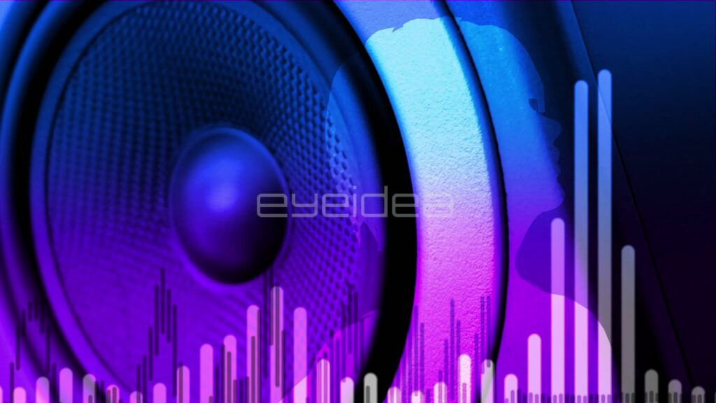 Close-Up of Speaker with Blue and Purple Equalizer