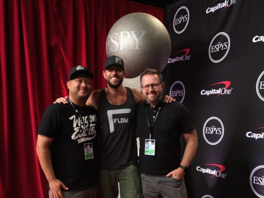 Chad J.W. Anderson with colleagues on the ESPYS red carpet